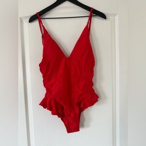 NWT - Red Dress Boutique - Retro Low Back Ruffle One Piece Swimsuit - Size M